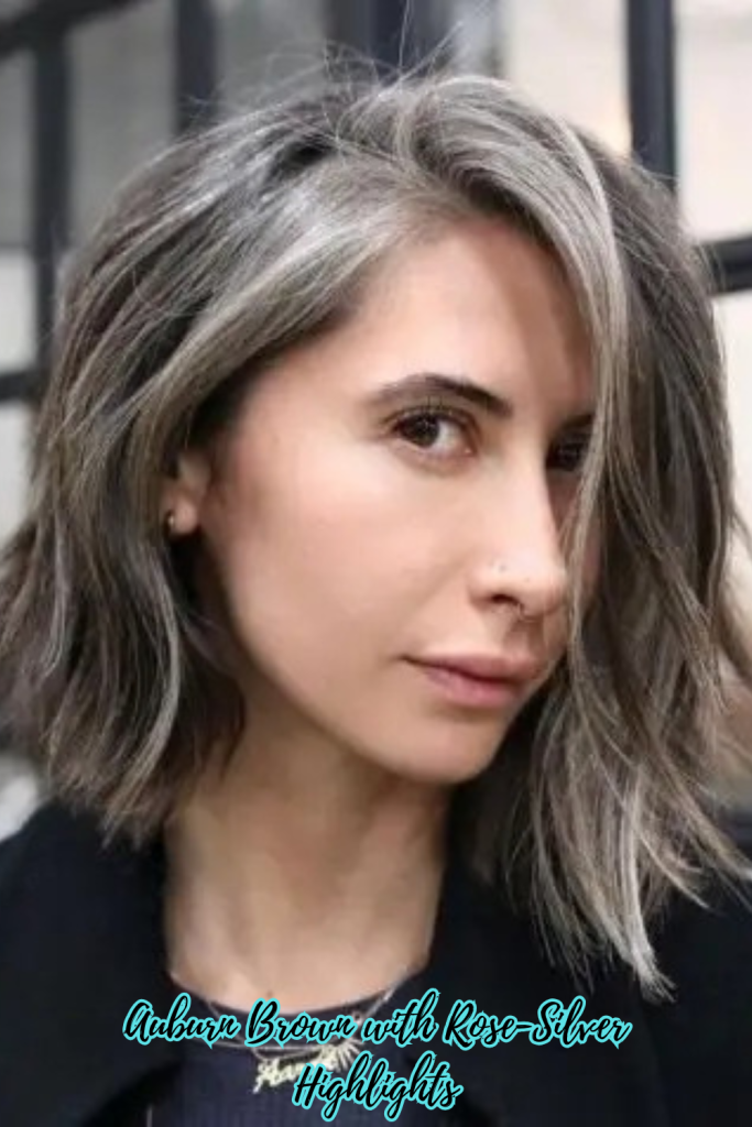 Auburn Brown with Rose-Silver Highlights