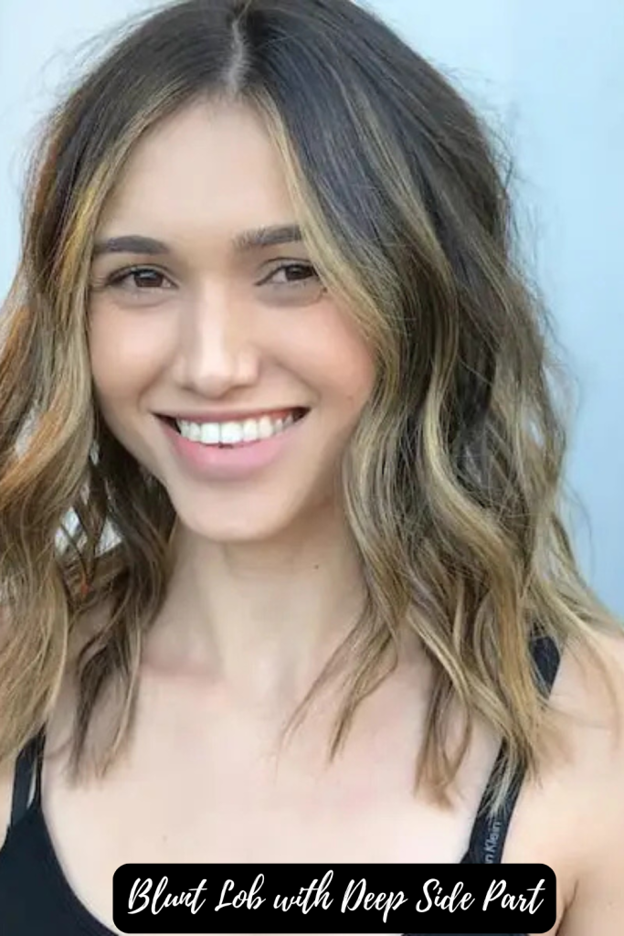 Blunt Lob with Deep Side Part