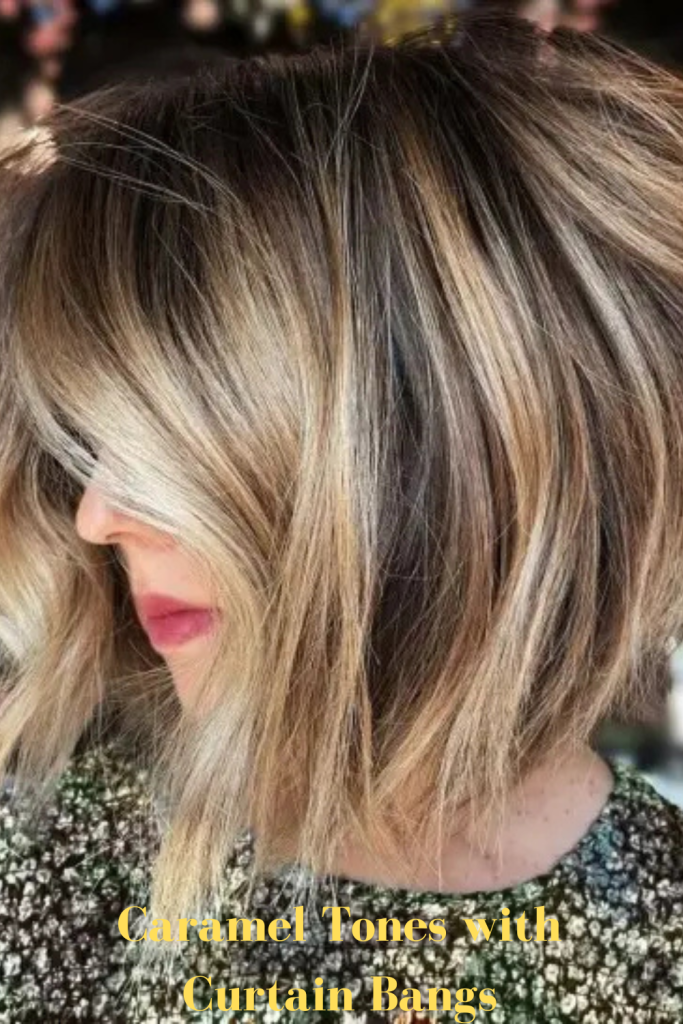 Caramel Tones with Curtain Bangs