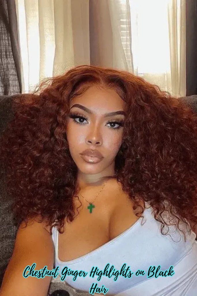 Chestnut Ginger Highlights on Black Hair