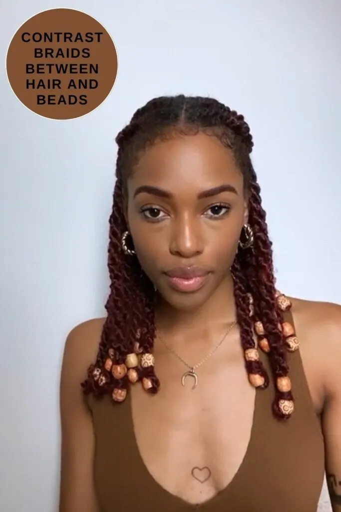 Contrast Braids between Hair & Beads