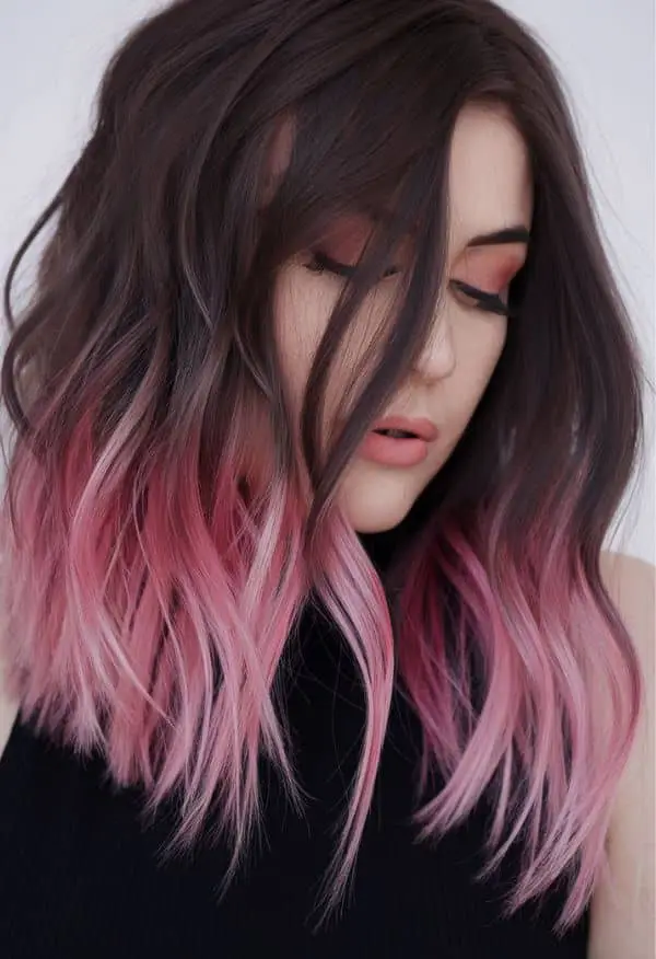 Pink Highlights in Brown Hair
