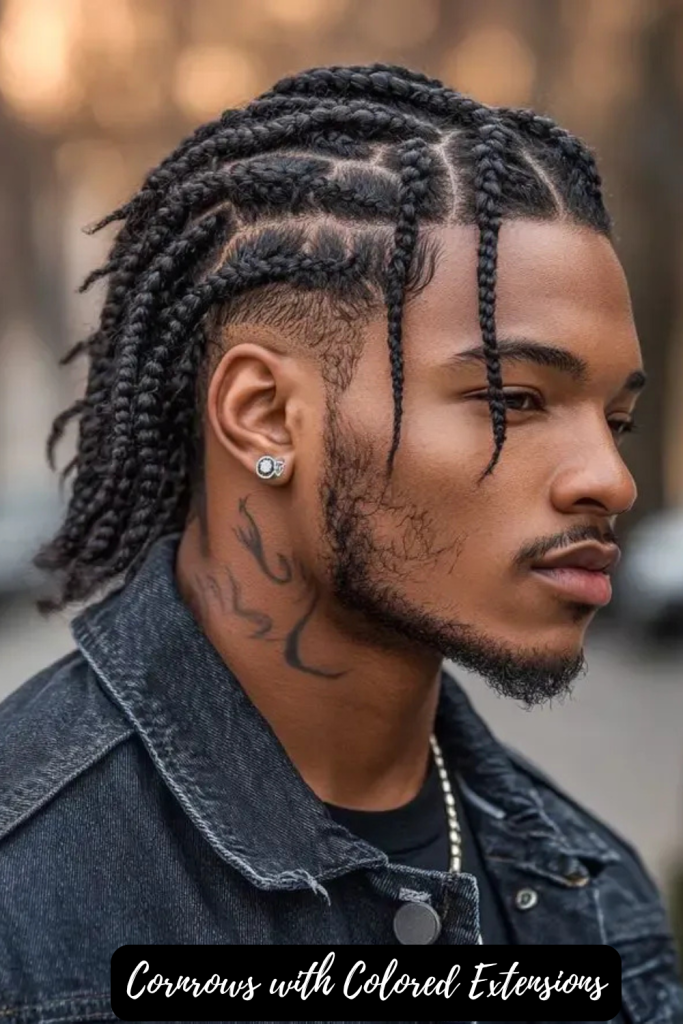 Cornrows with Colored Extensions
