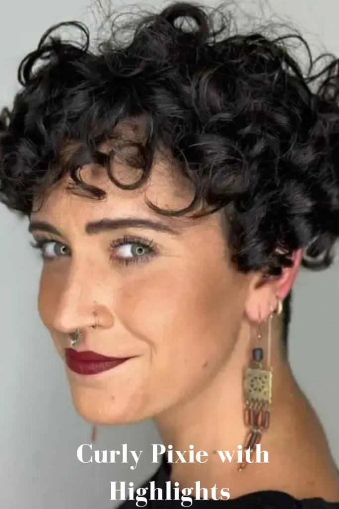 Curly Pixie with Highlights