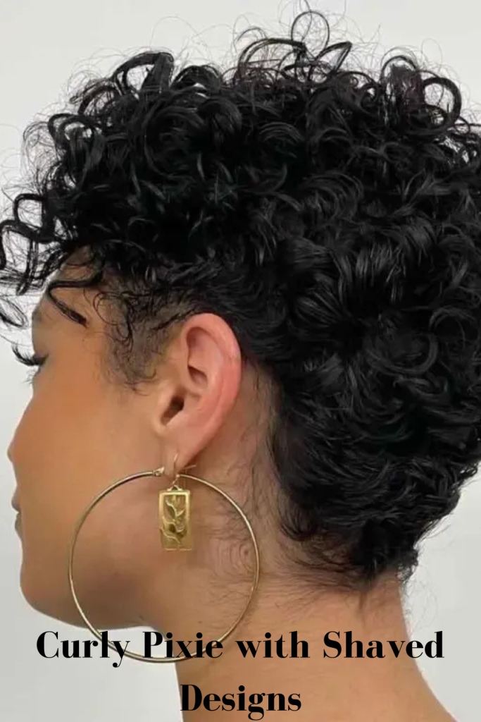 Curly Pixie with Shaved Designs