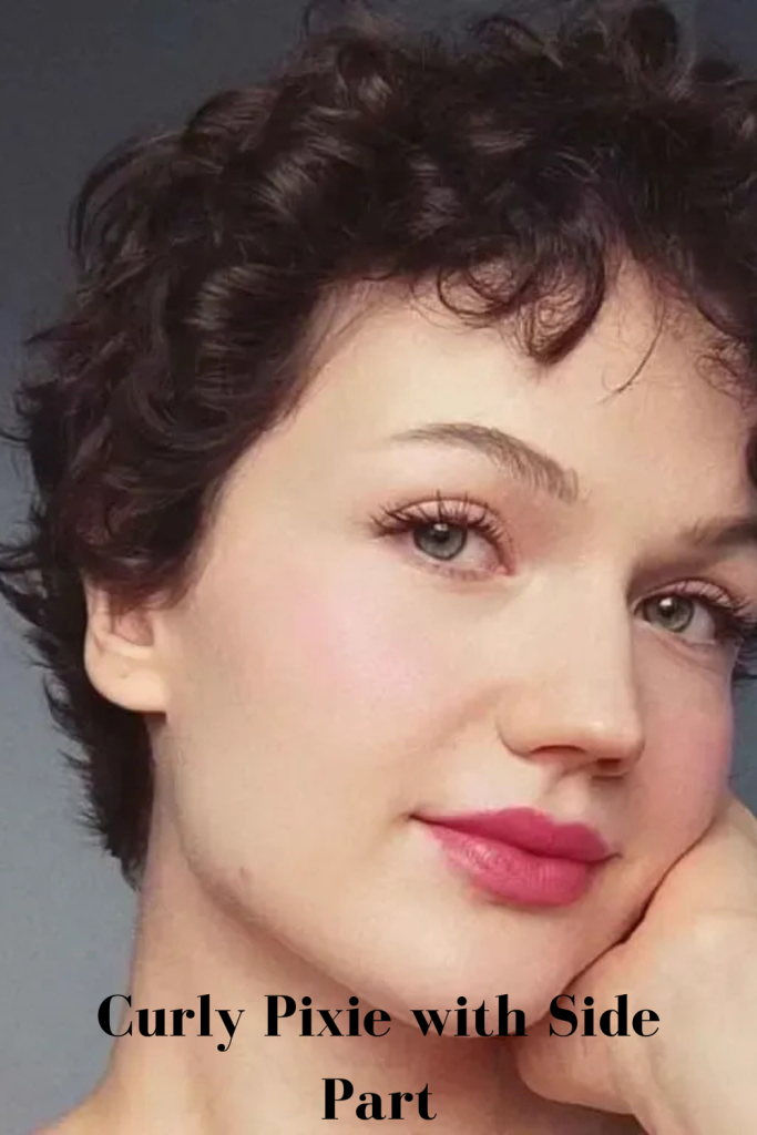 Curly Pixie with Side Part