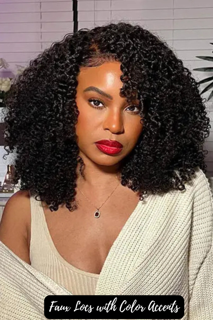 Faux Locs with Color Accents