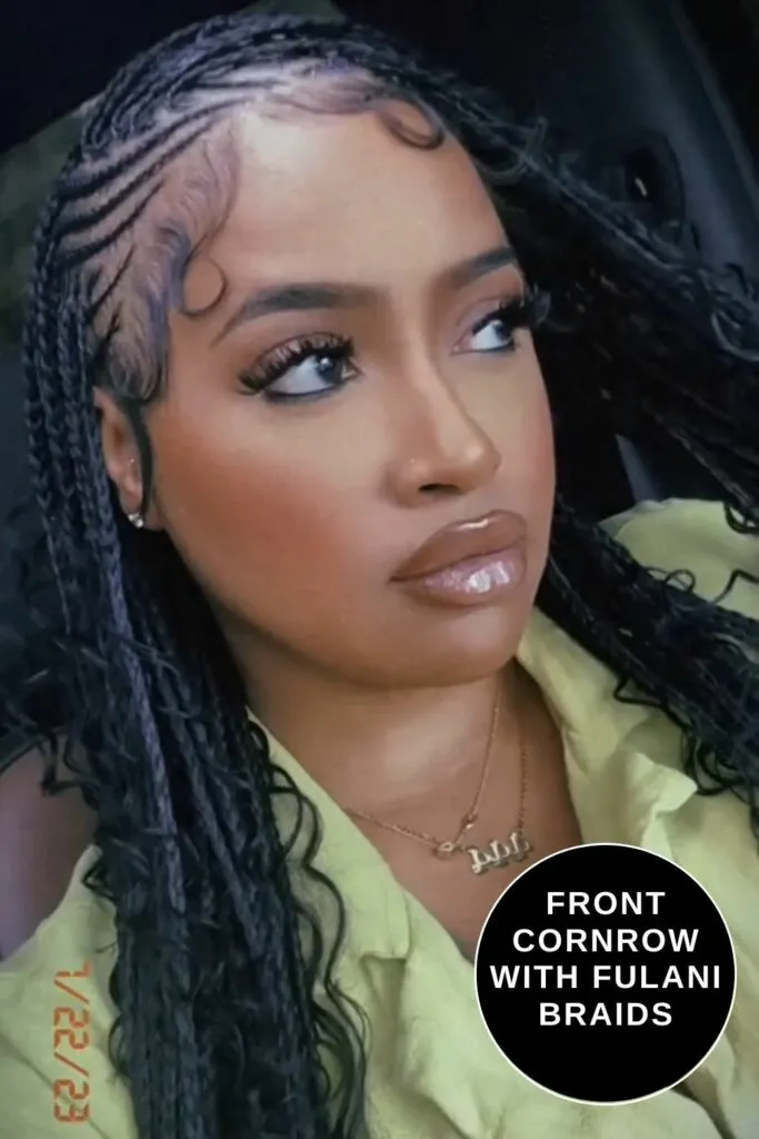 Front Cornrows with Fulani Braids