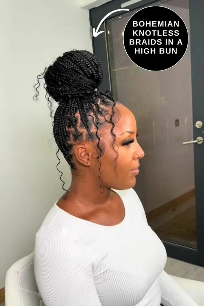 Knotless Braids in High Bun
