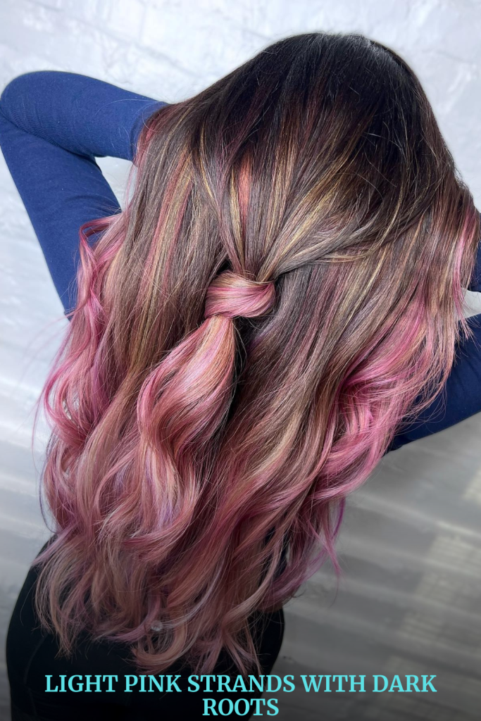 Light Pink Strands with Dark Roots
