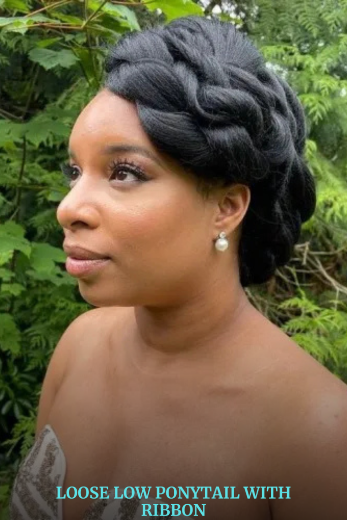 Loose Low Ponytail with Ribbon