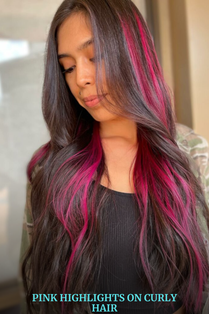 Pink Highlights on Curly Hair