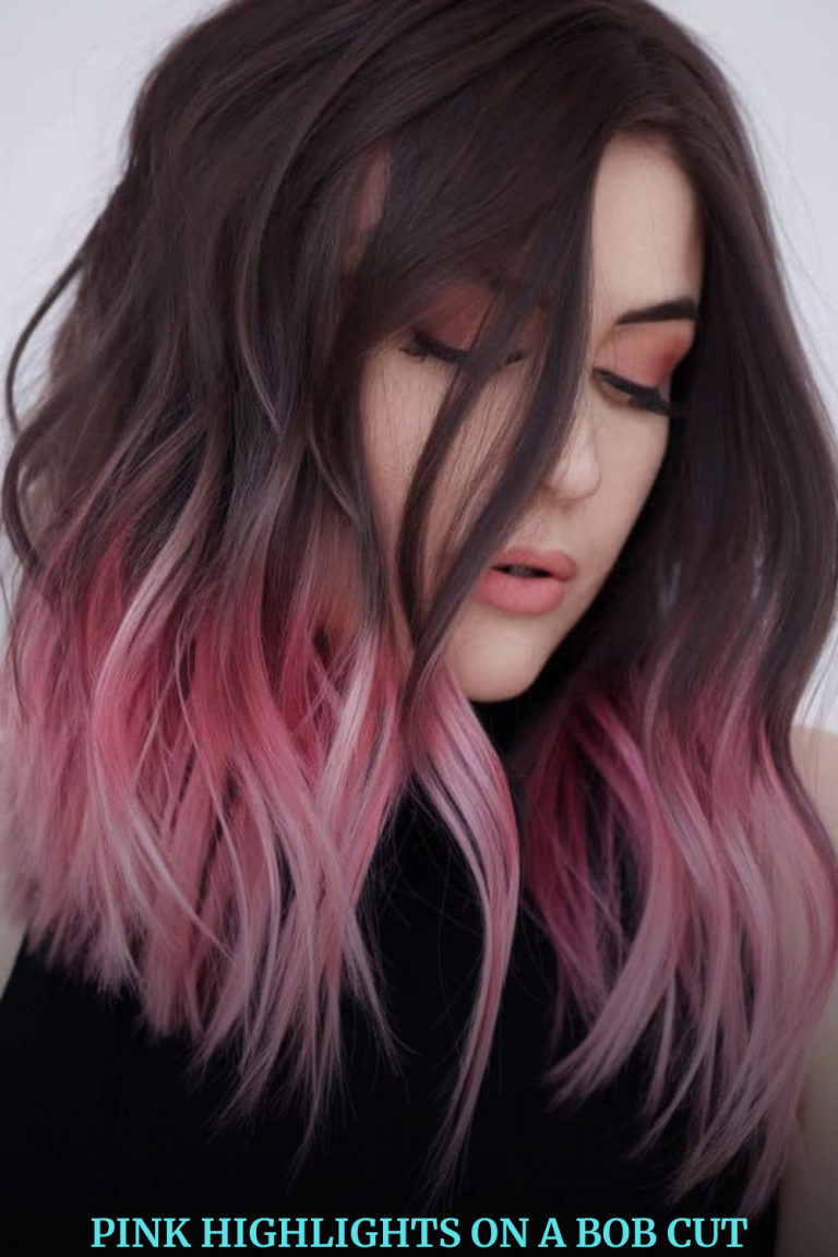 Pink Highlights in Brown Hair