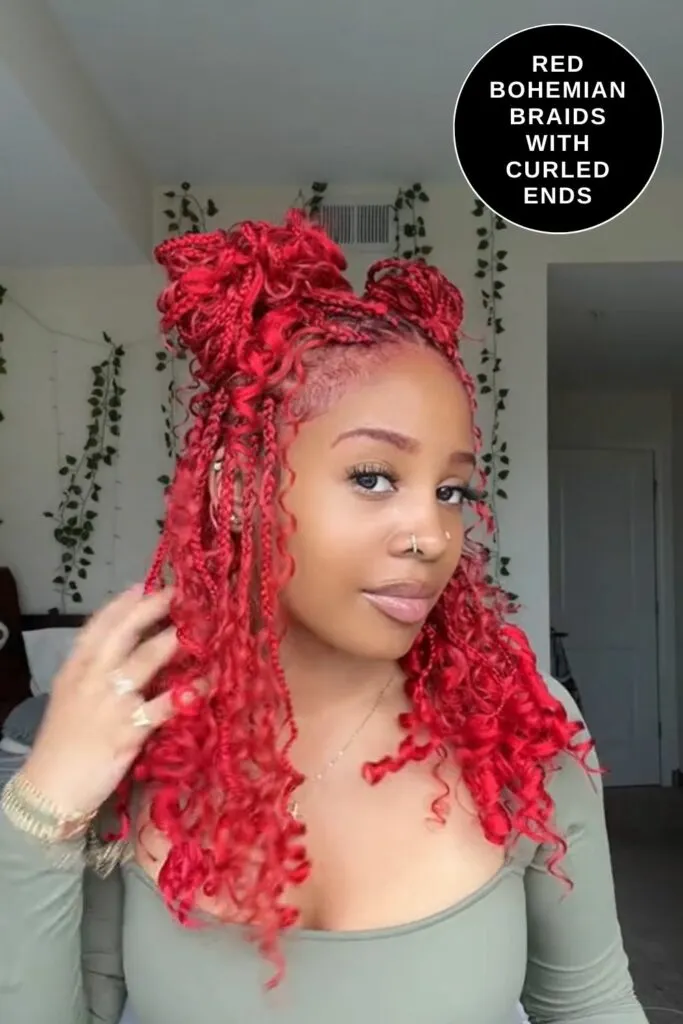 Red Bohemian Knotless Braids