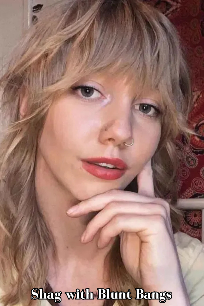 Shag with Blunt Bangs