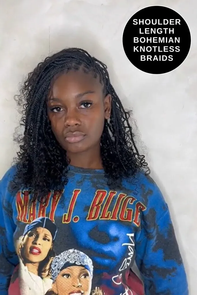 Shoulder Length Bohemian Knotless Braids