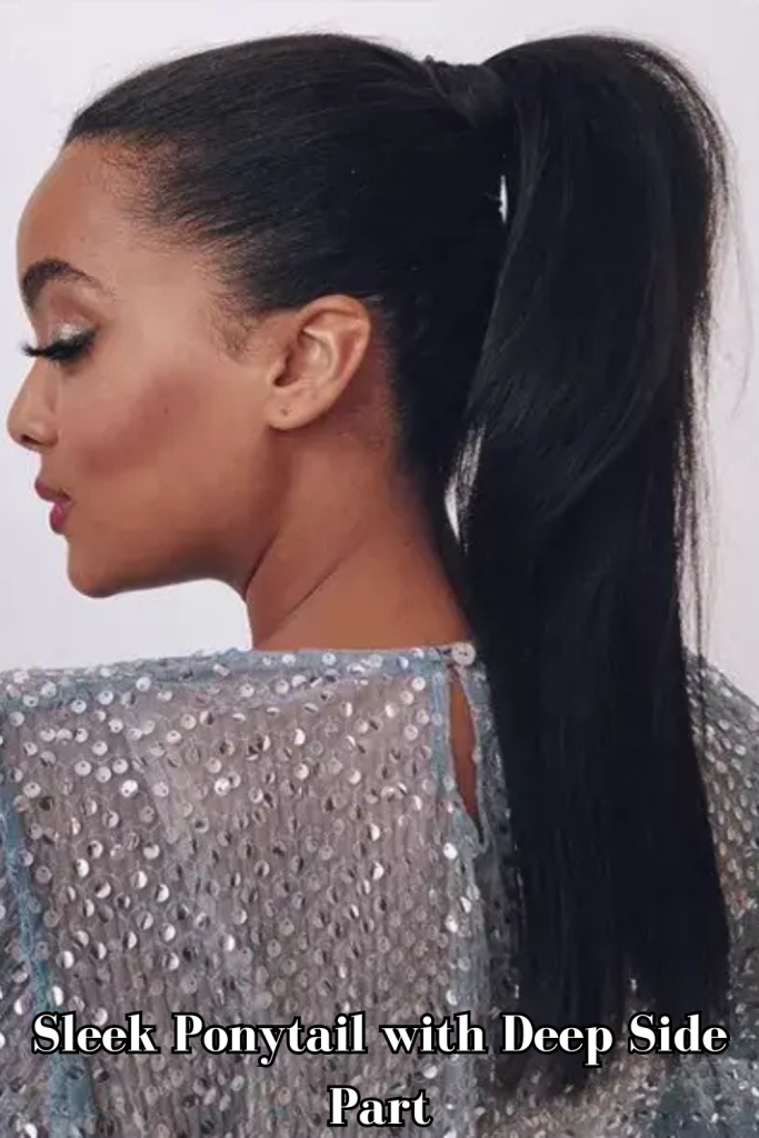 Sleek Ponytail with Deep Side Part