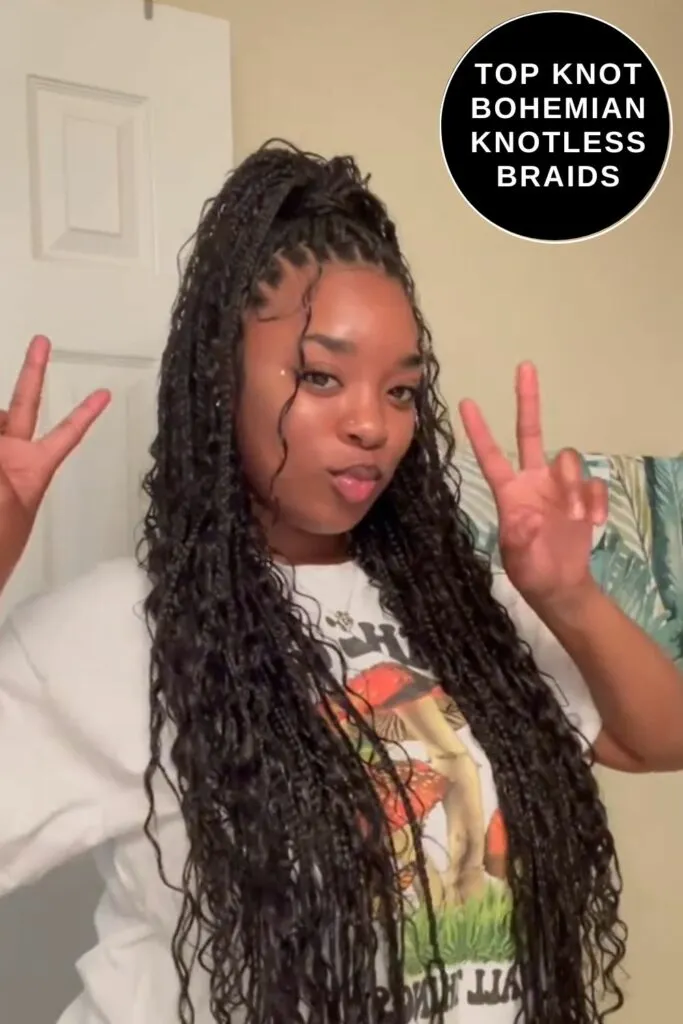 Top Knot Bohemian Knotless Braids