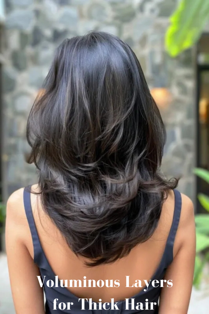 Voluminous Layers for Thick Hair
