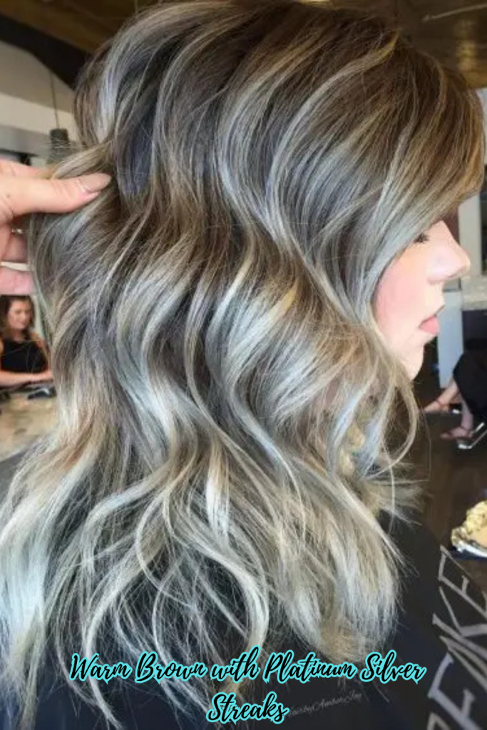 Warm Brown with Platinum Silver Streaks