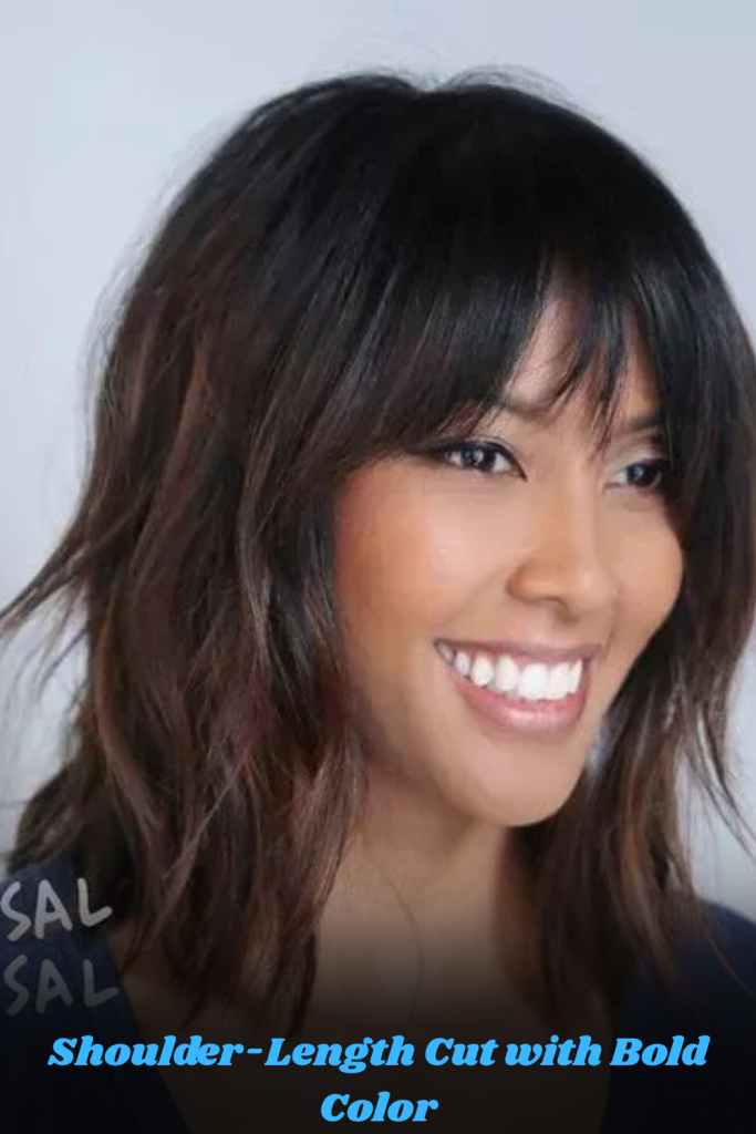 Shoulder-Length Cut with Bold Color