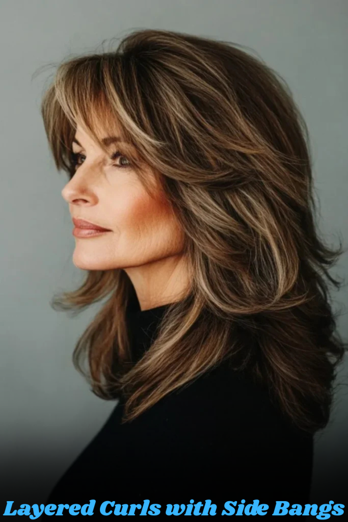 Layered Curls with Side Bangs