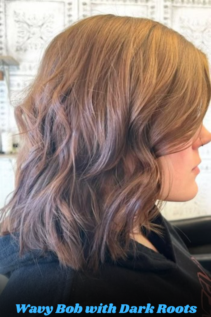 Wavy Bob with Dark Roots